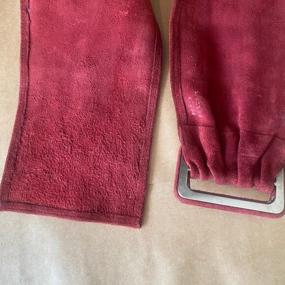 Vintage 1980s Maroon Red Microsuede Adjustable Length Wide Chunky Waist Belt - Picture 5 of 7